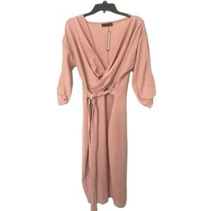 SONCY NWT Blush Pink Wrap Front Tie Waist Knee Length Dress Size 0 US 12